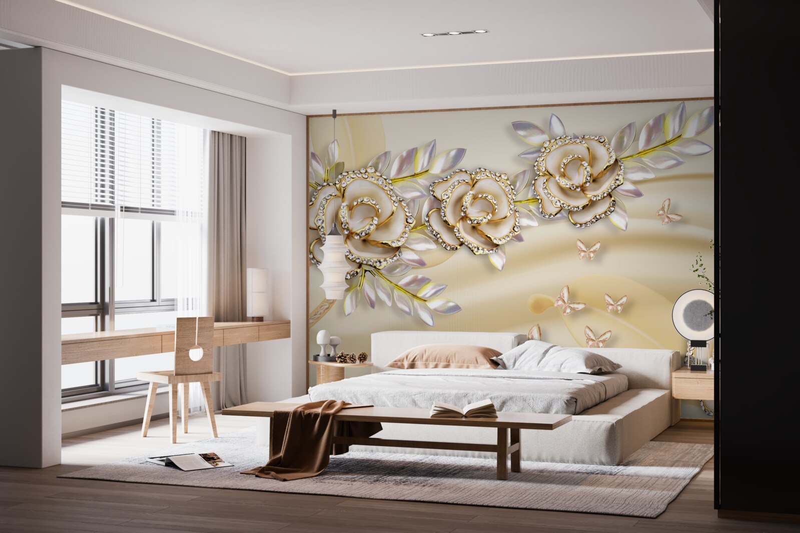 Carta da parati ramo di fiori d'oro