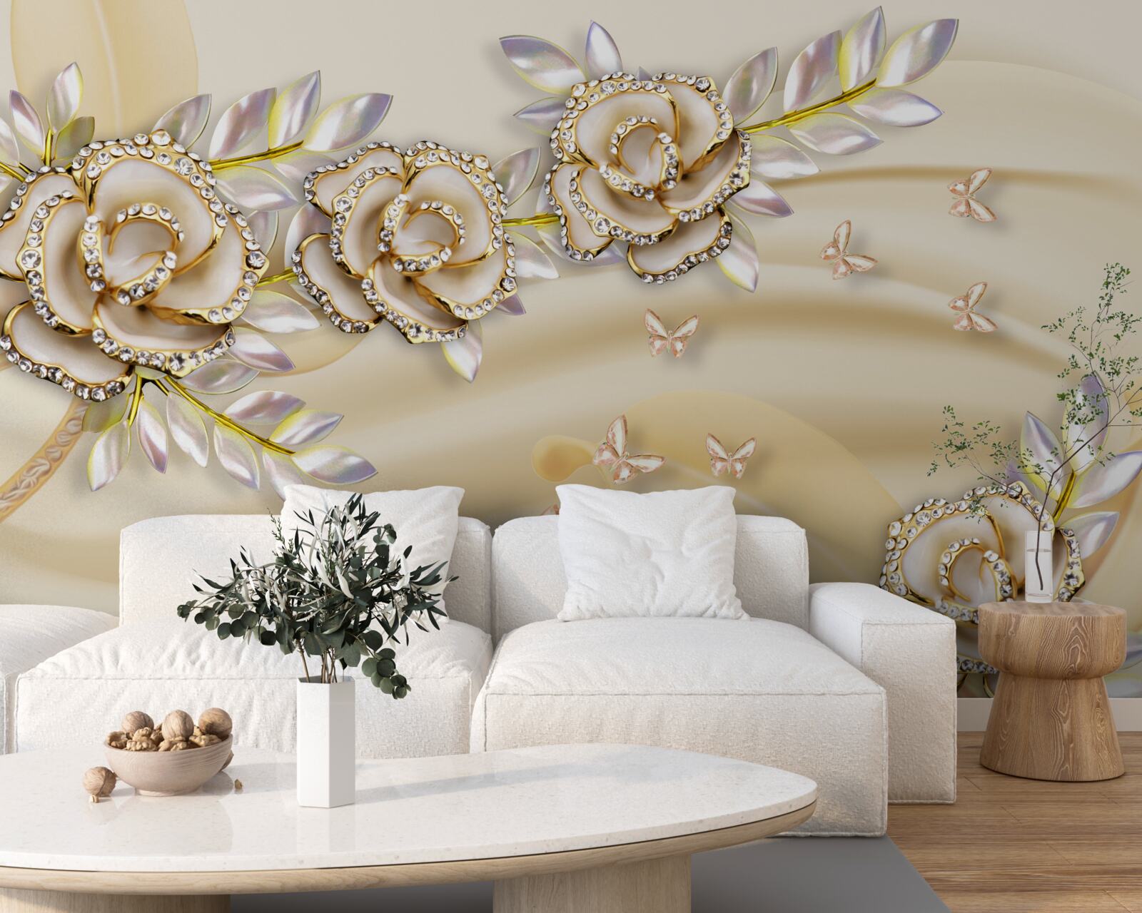 Carta da parati ramo di fiori d'oro