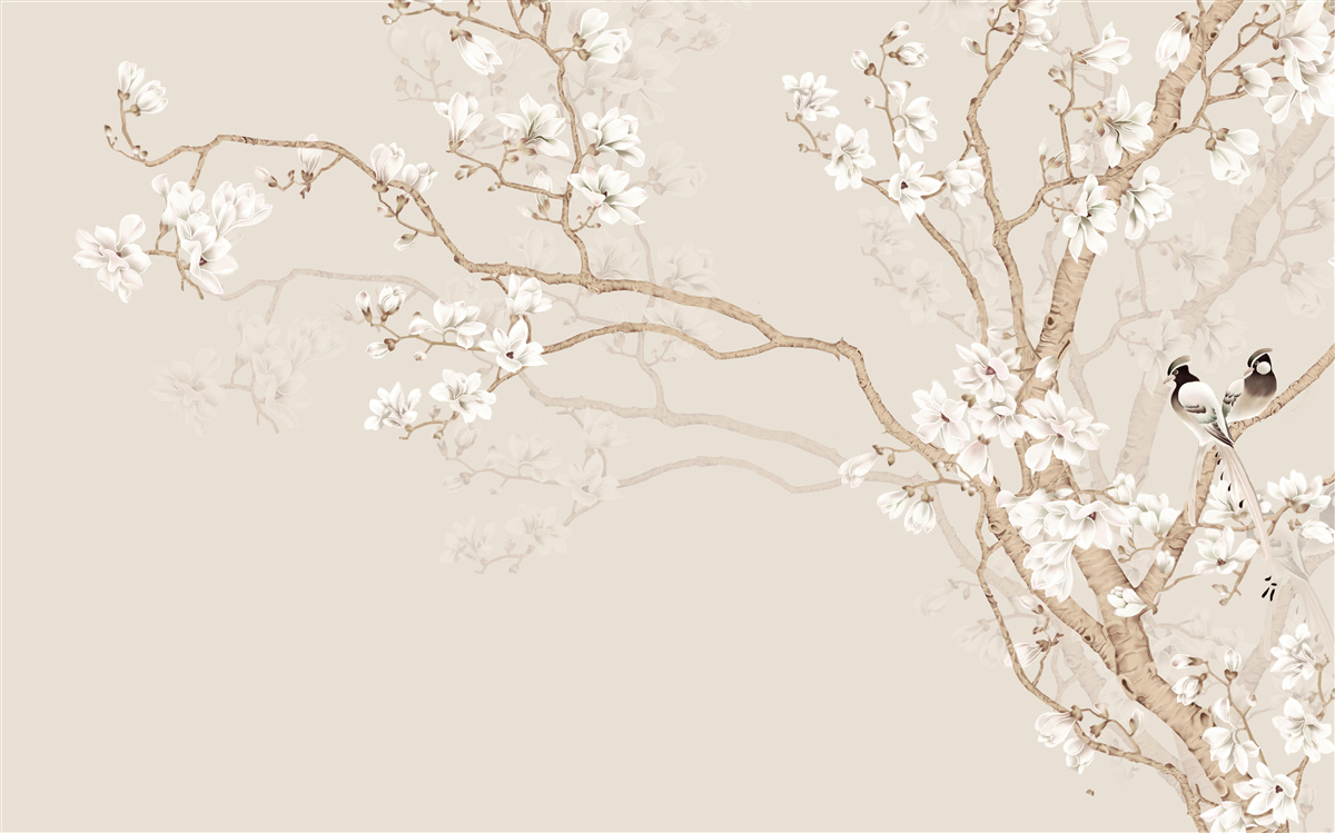 Carta da parati carta da parati con l'immagine di un albero di ciliegio
