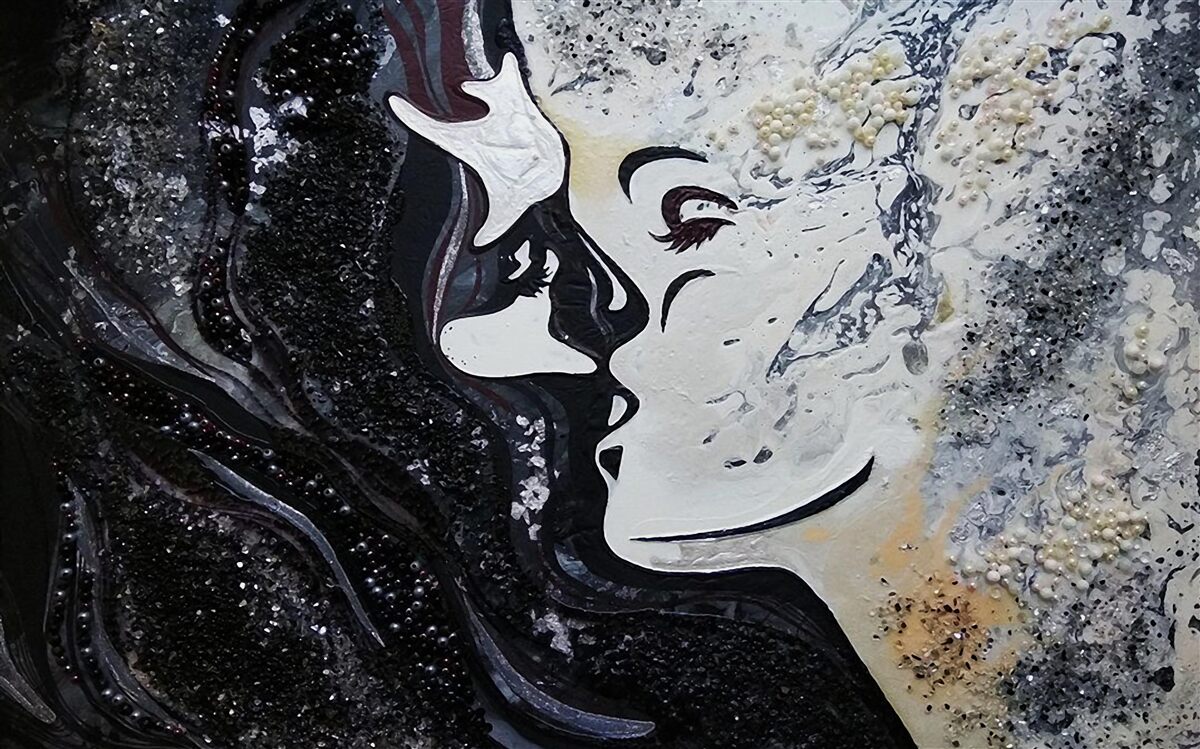Carta da parati un bacio di passione sul muro