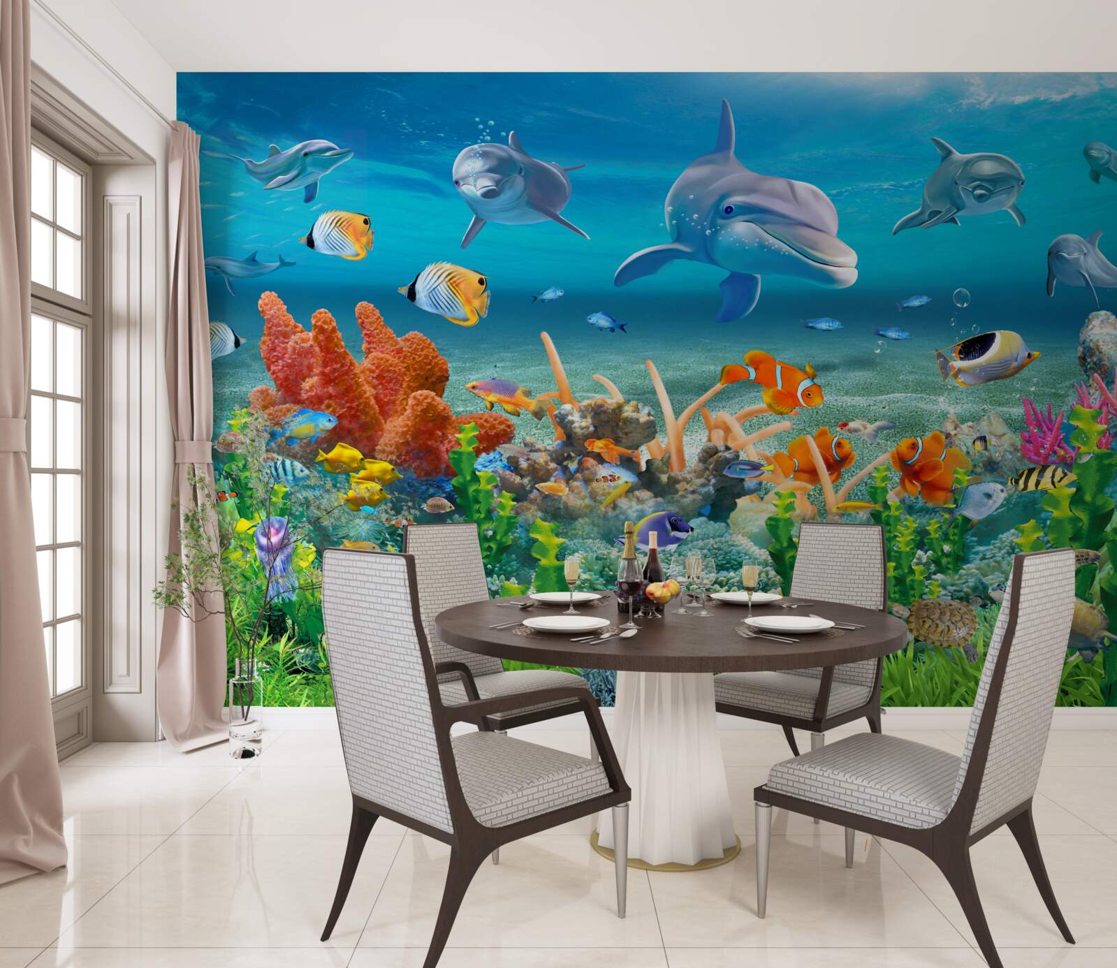 Carta da parati acquario, un acquario con un ecosistema acquatico in cui viene mantenuta acqua dolce