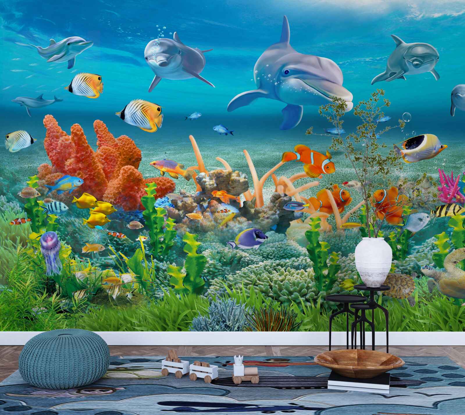 Carta da parati acquario, un acquario con un ecosistema acquatico in cui viene mantenuta acqua dolce