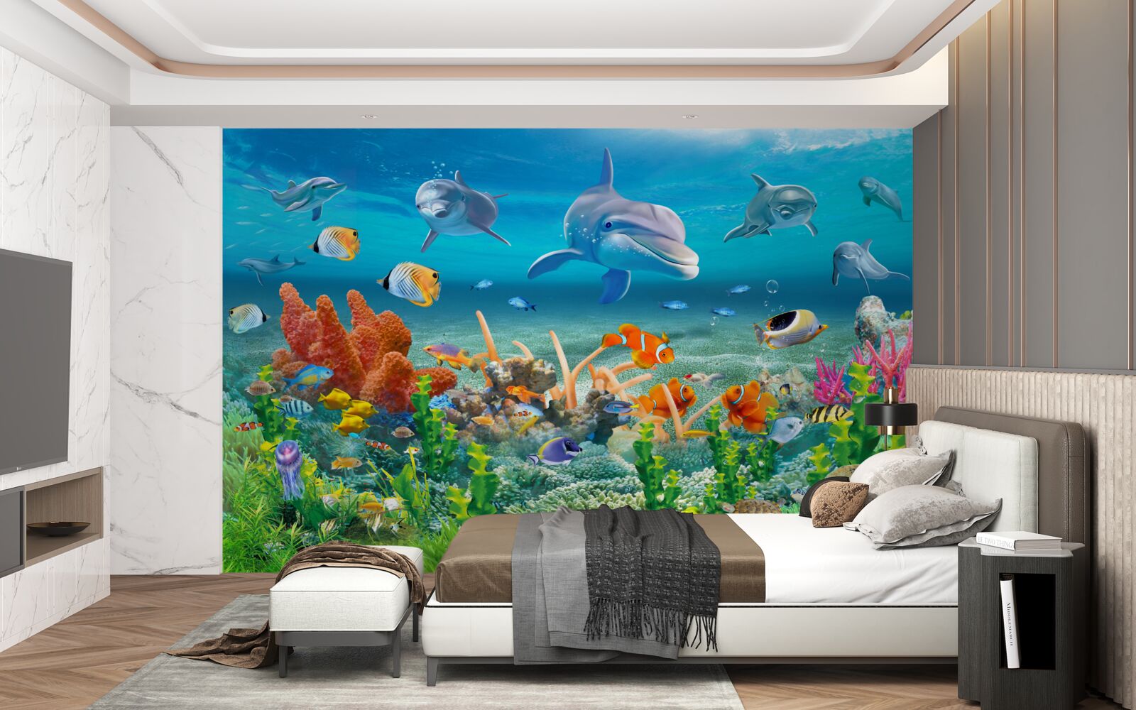 Carta da parati acquario, un acquario con un ecosistema acquatico in cui viene mantenuta acqua dolce