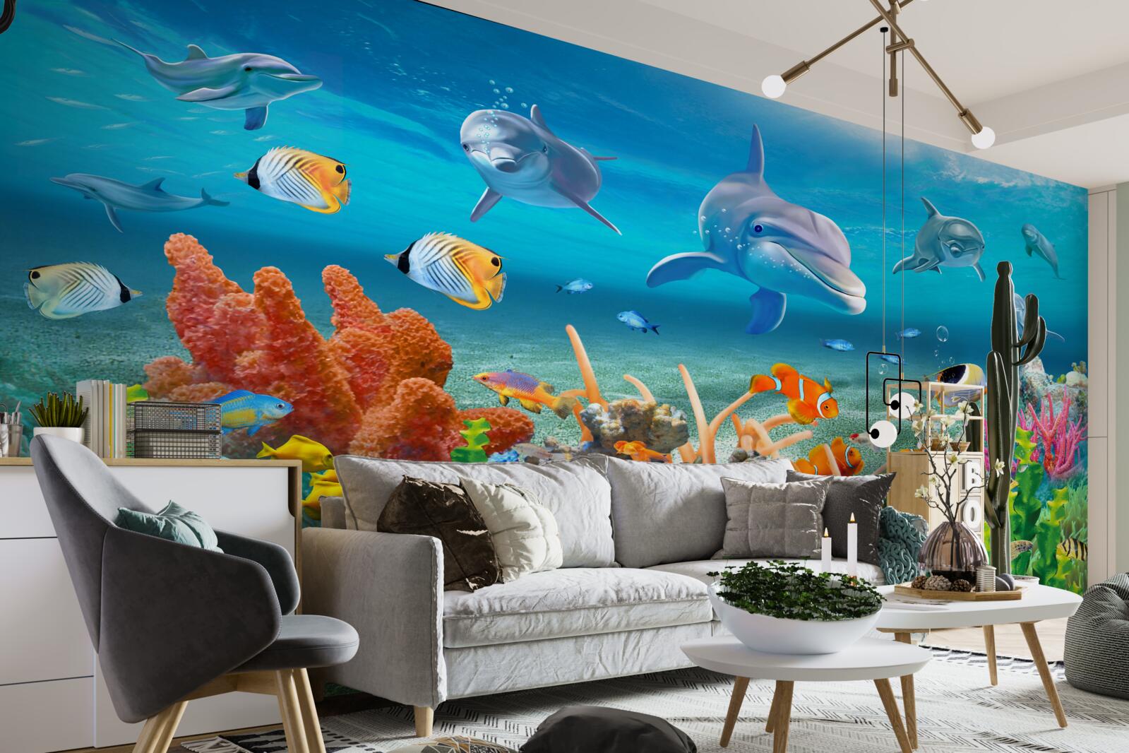 Carta da parati acquario, un acquario con un ecosistema acquatico in cui viene mantenuta acqua dolce