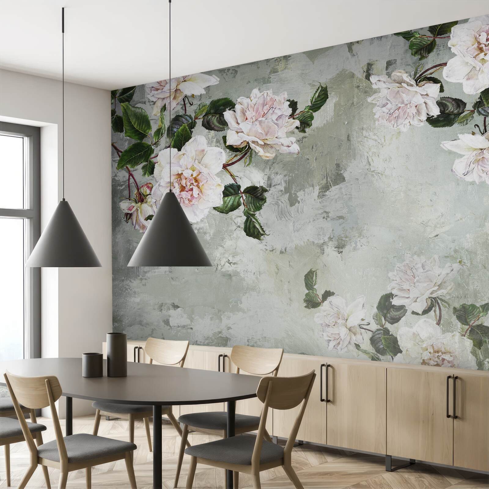 Carta da parati fiore vicino al muro