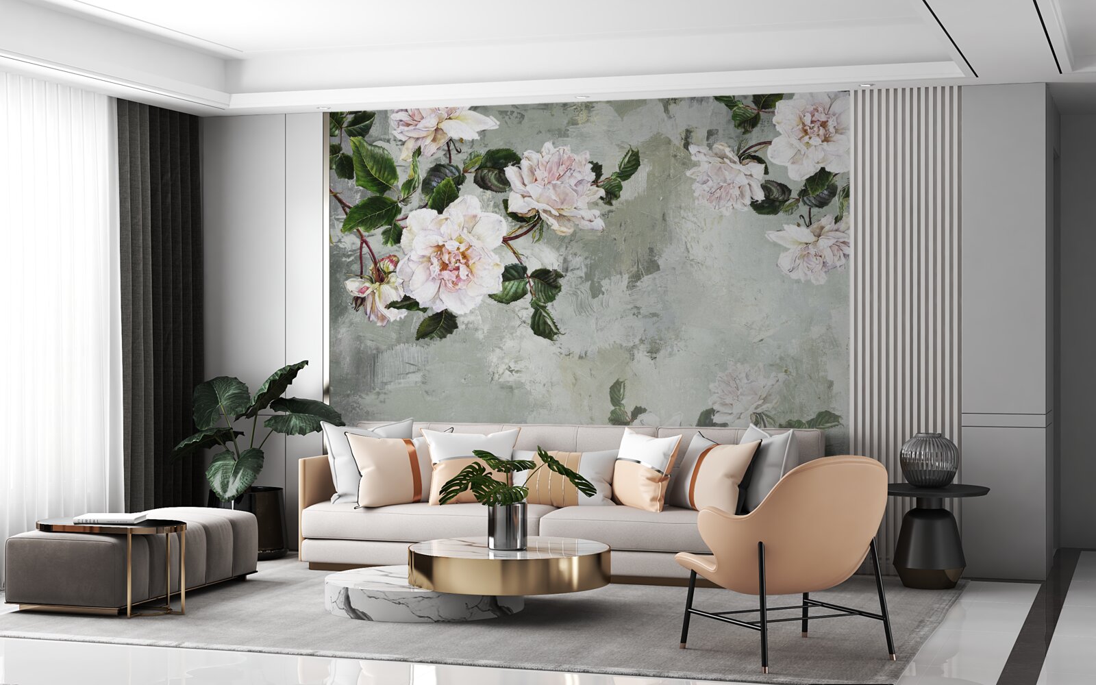 Carta da parati fiore vicino al muro
