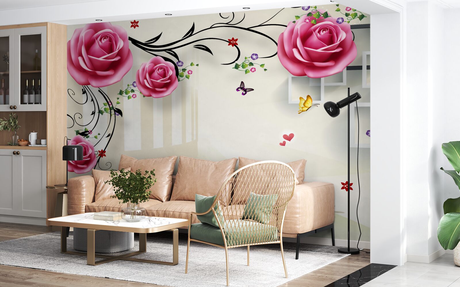 Carta da parati rosa e un muro