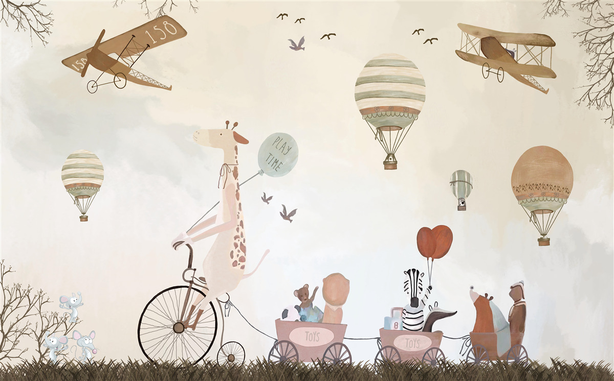Carta da parati Giraffa ciclista