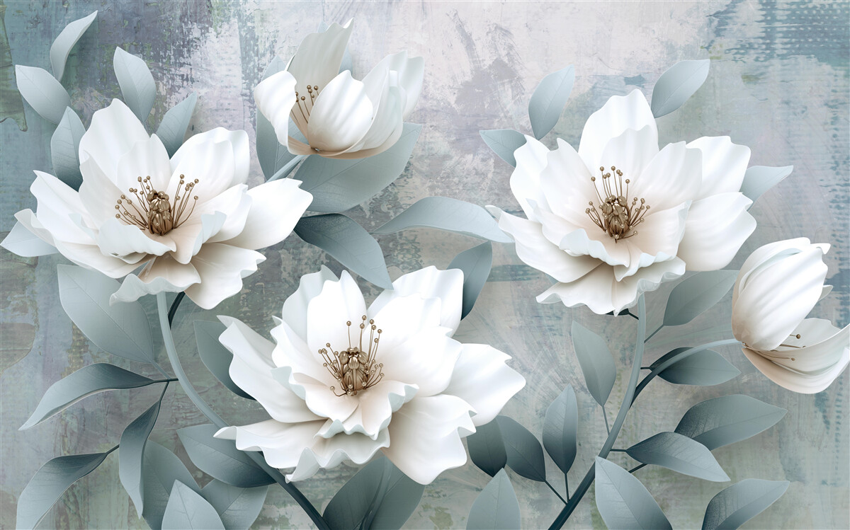 Carta da parati Peonie bianche come la neve