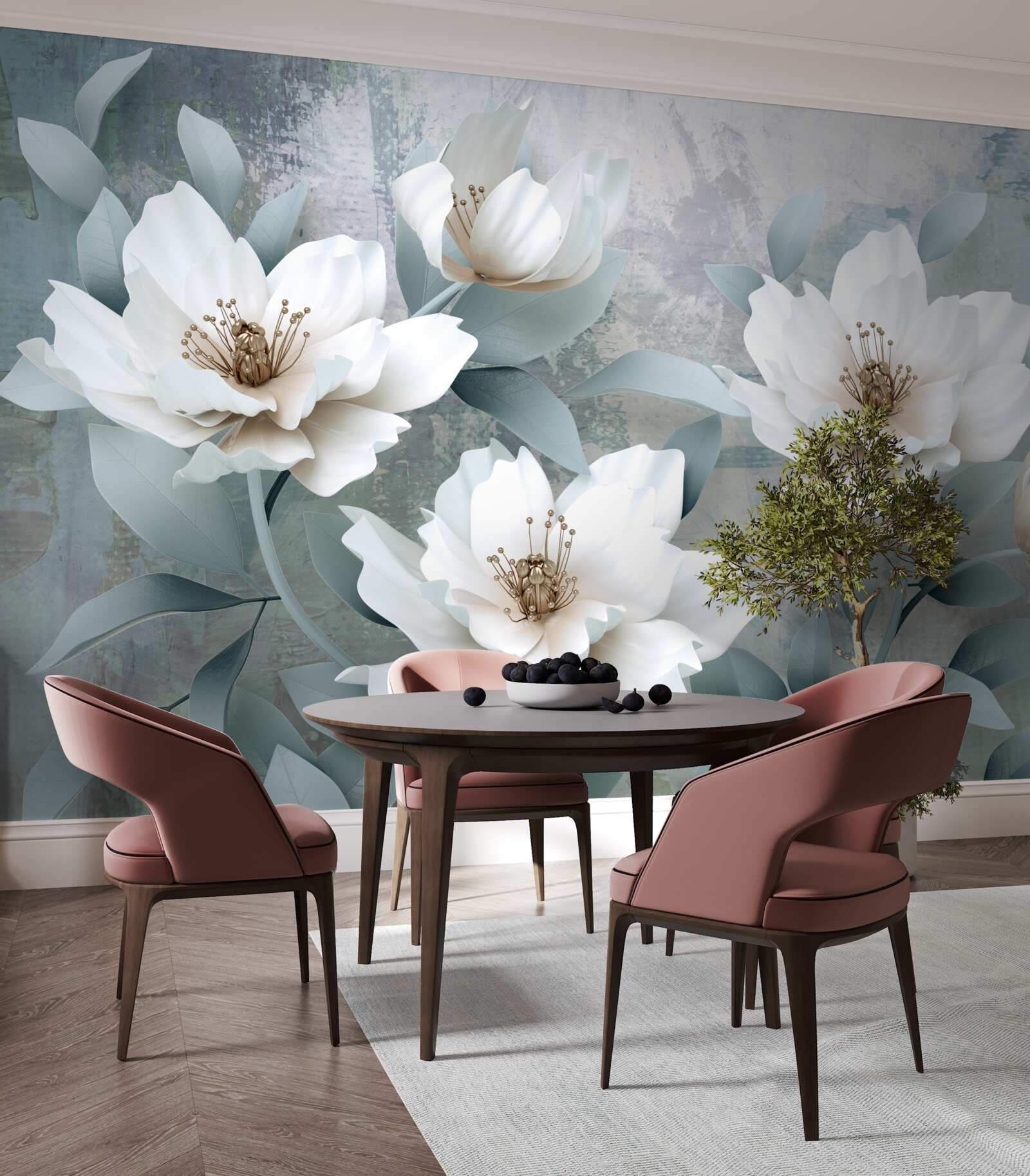 Carta da parati Peonie bianche come la neve