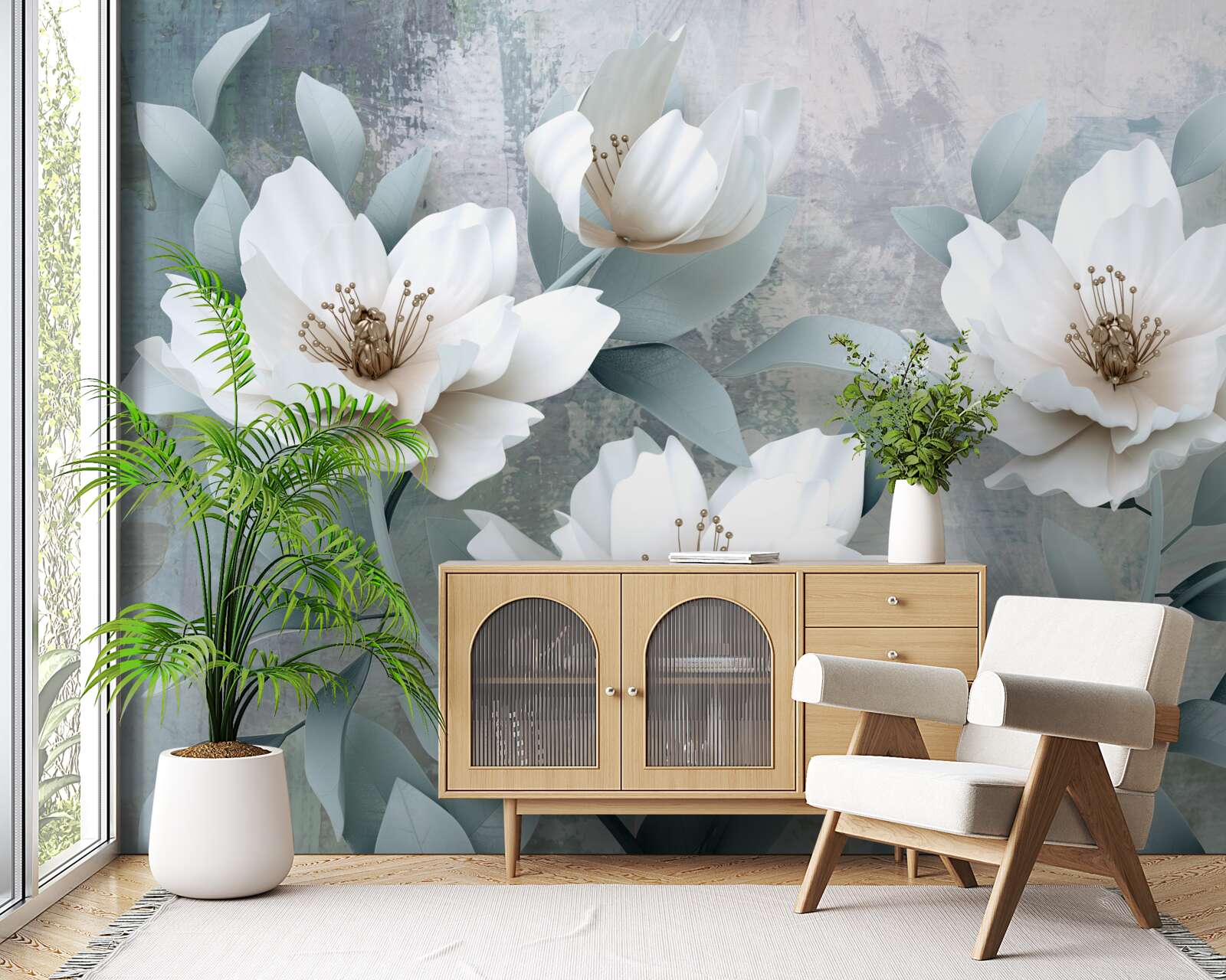Carta da parati Peonie bianche come la neve