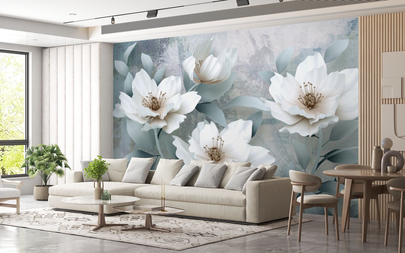 Carta da parati Peonie bianche come la neve