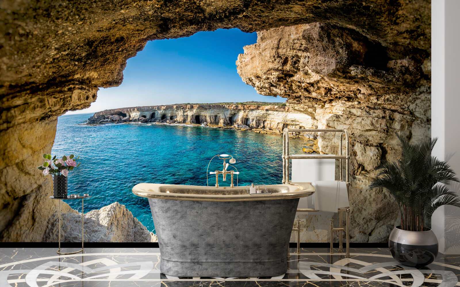 Carta da parati grotta vicino al laghetto