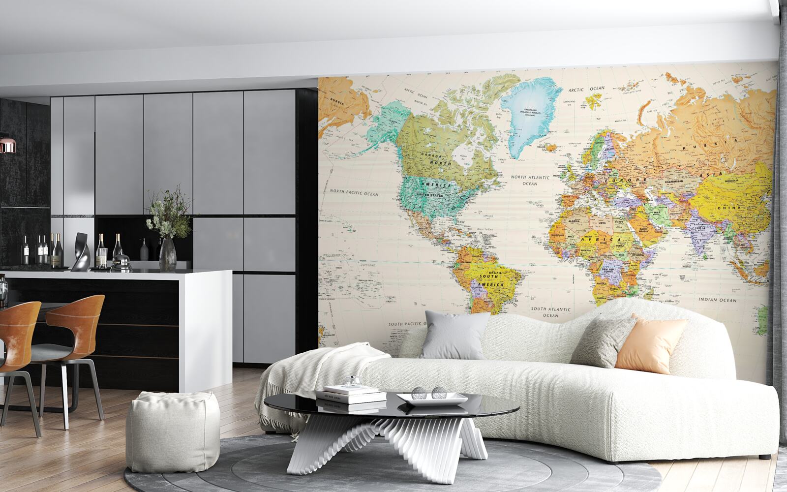 Carta da parati mappa del mondo su sfondo chiaro