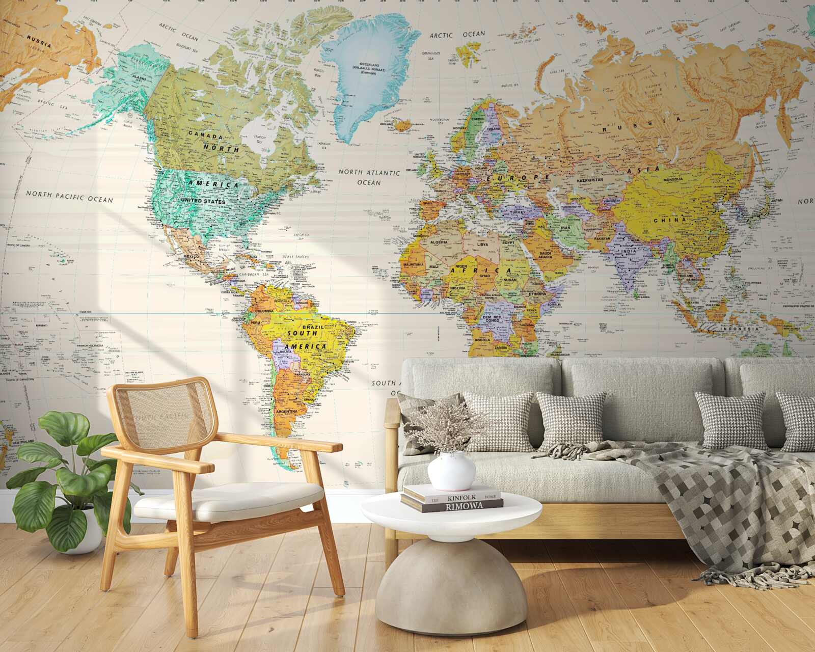 Carta da parati mappa del mondo su sfondo chiaro