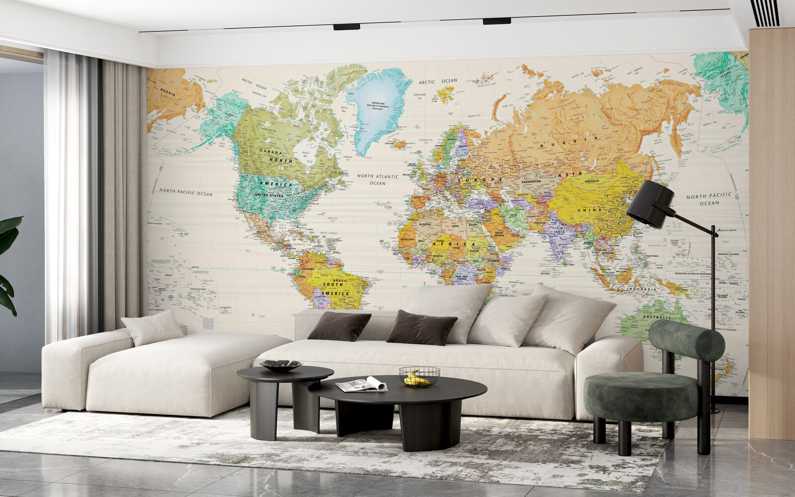 Carta da parati mappa del mondo su sfondo chiaro