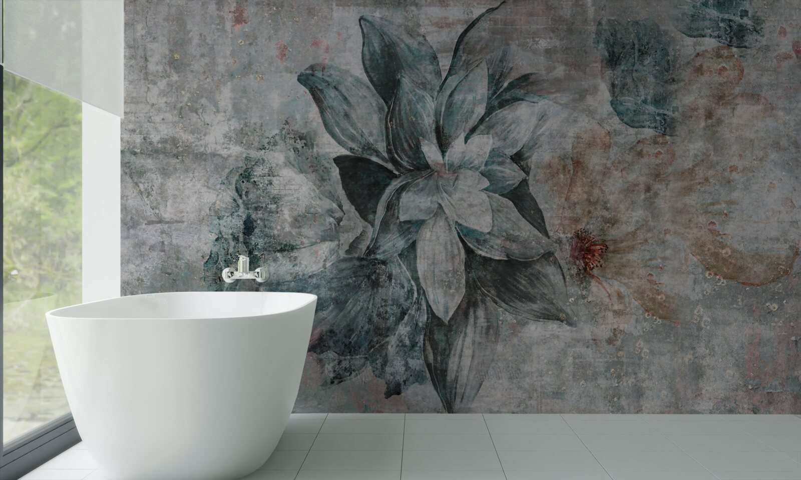 Carta da parati fiori decorati in stile vintage