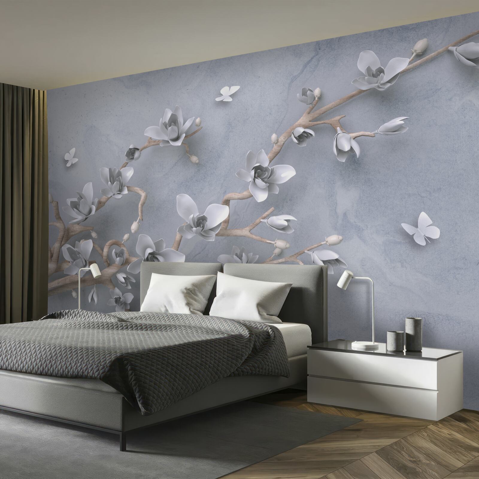 Carta da parati ramo decorato con boccioli