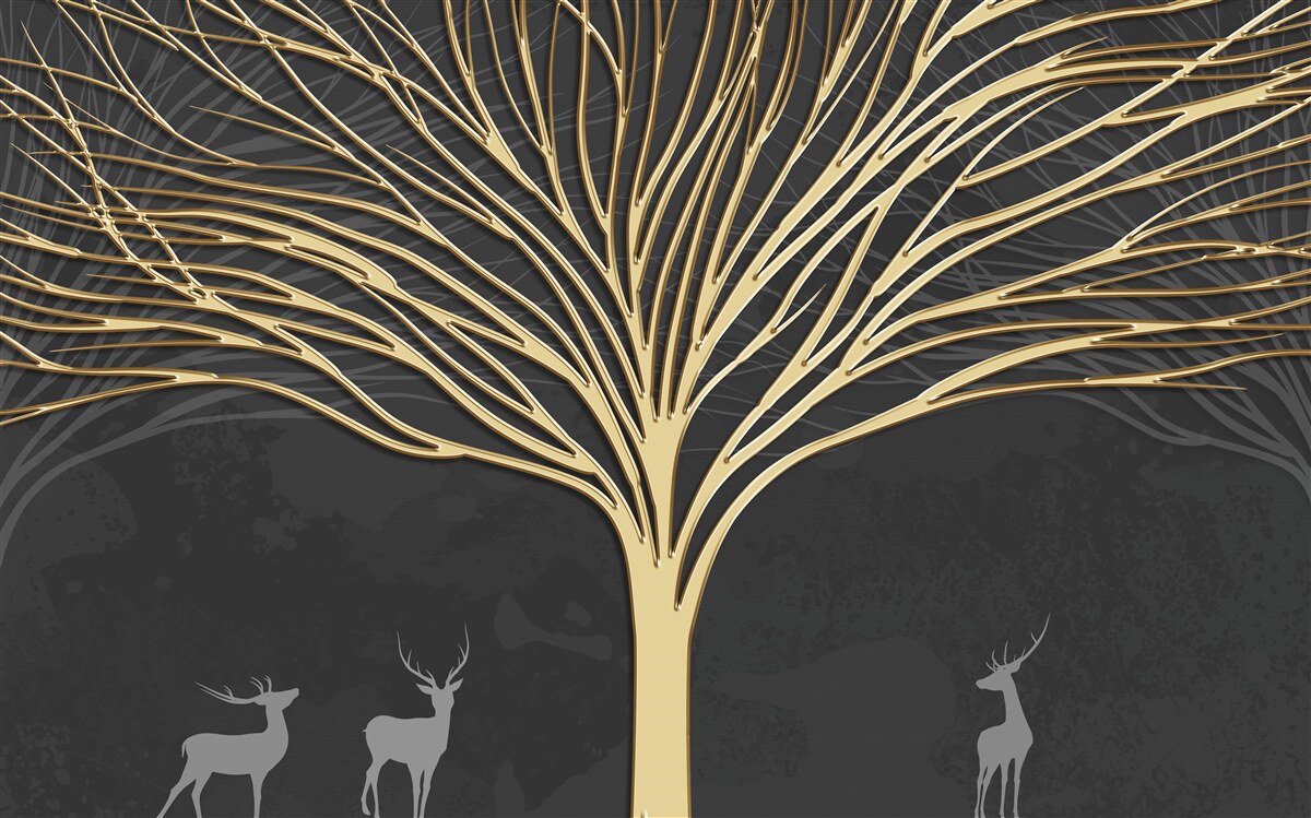 Carta da parati albero astratto fatto d'oro