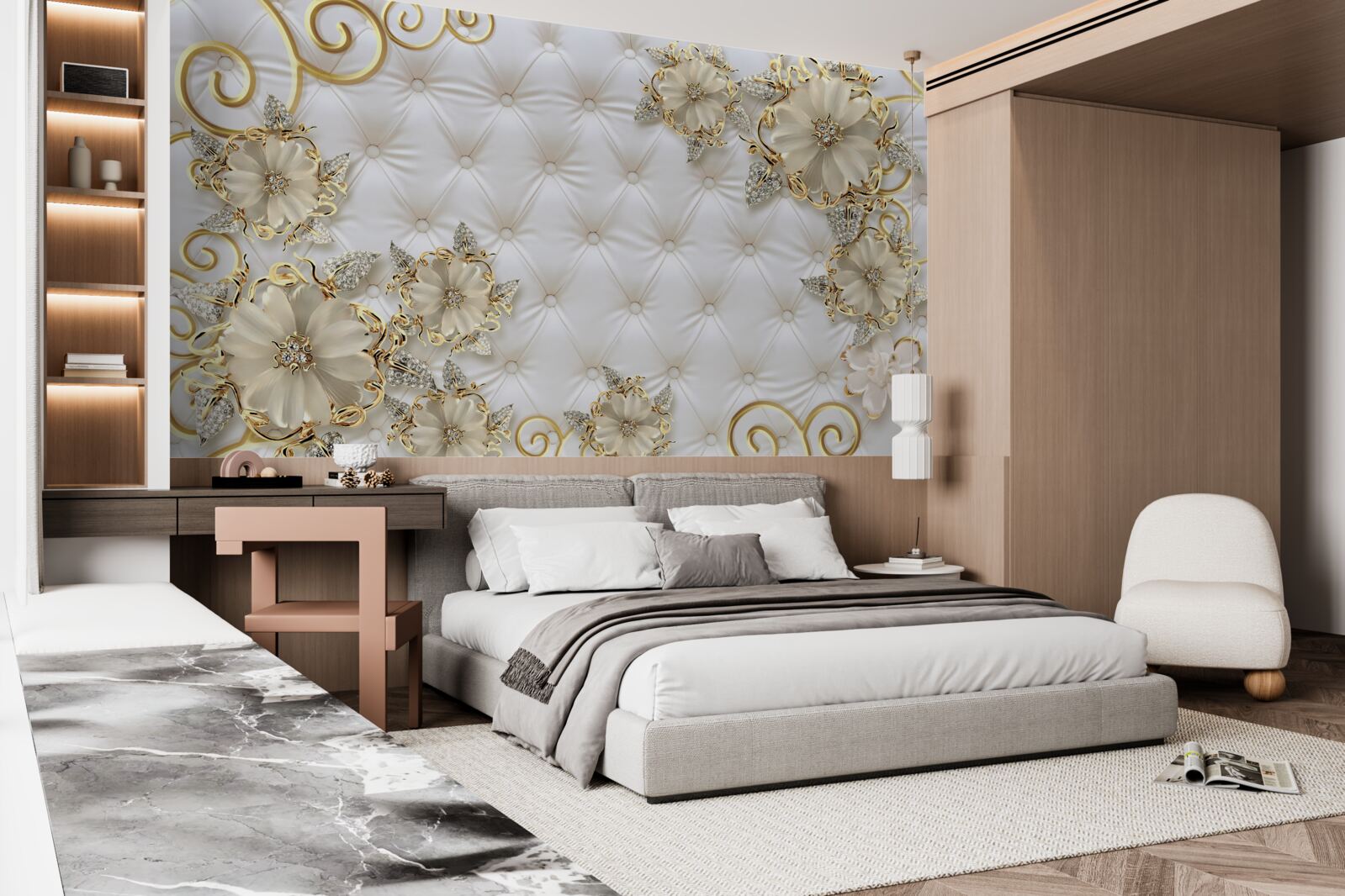 Carta da parati bellissimi fiori d'oro