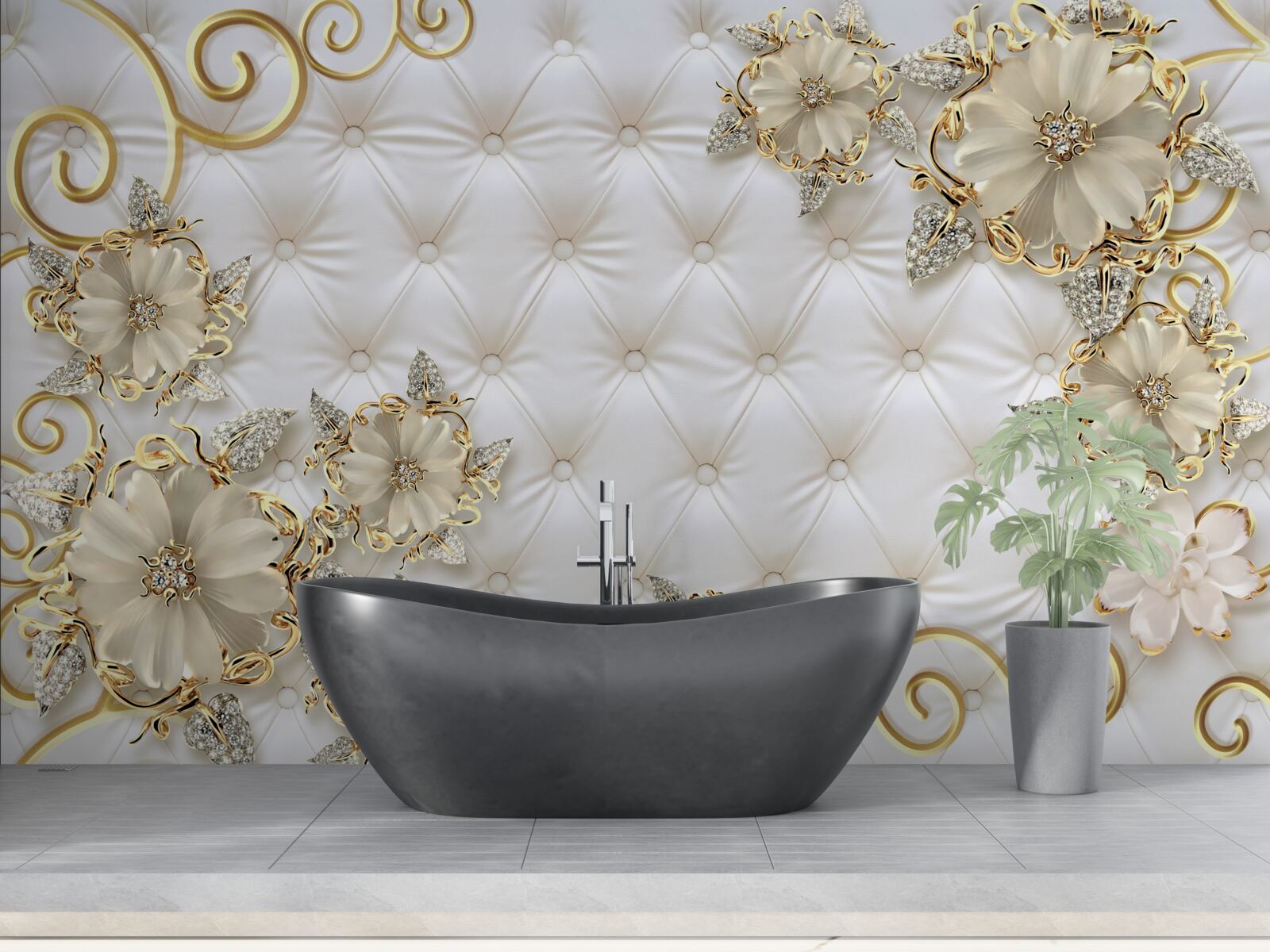 Carta da parati bellissimi fiori d'oro