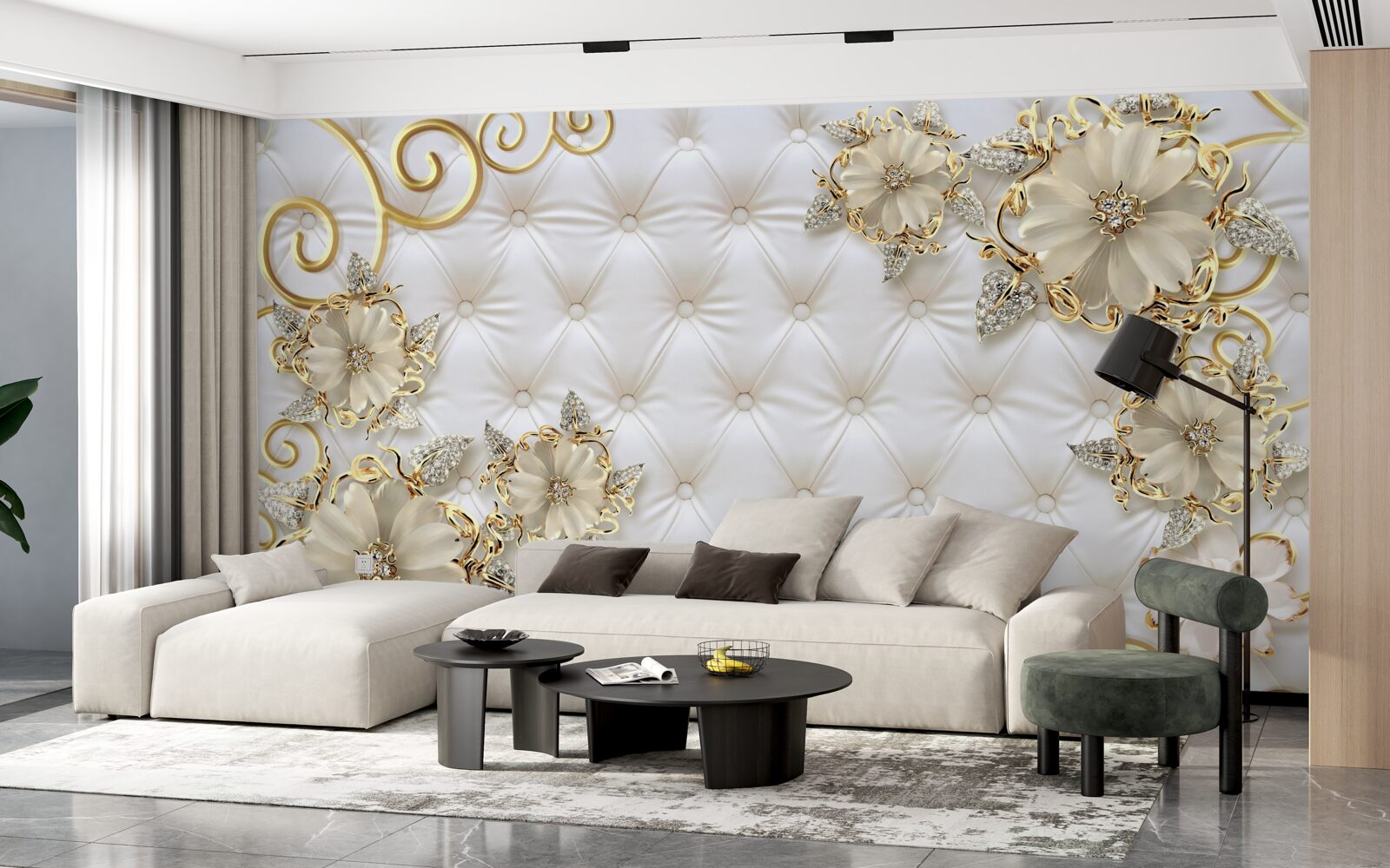 Carta da parati bellissimi fiori d'oro