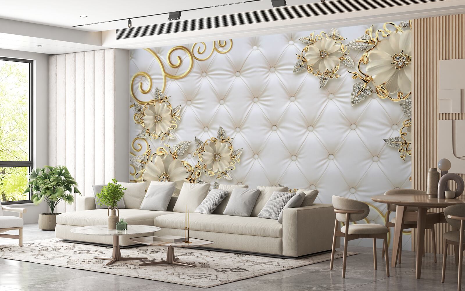 Carta da parati bellissimi fiori d'oro