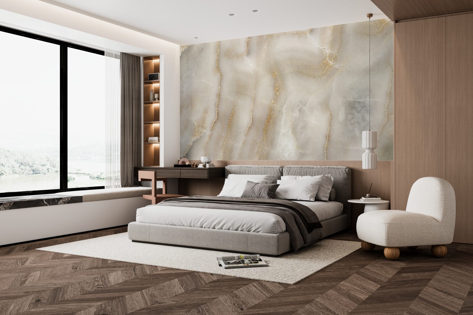 Carta da parati Parete decorata con marmo beige