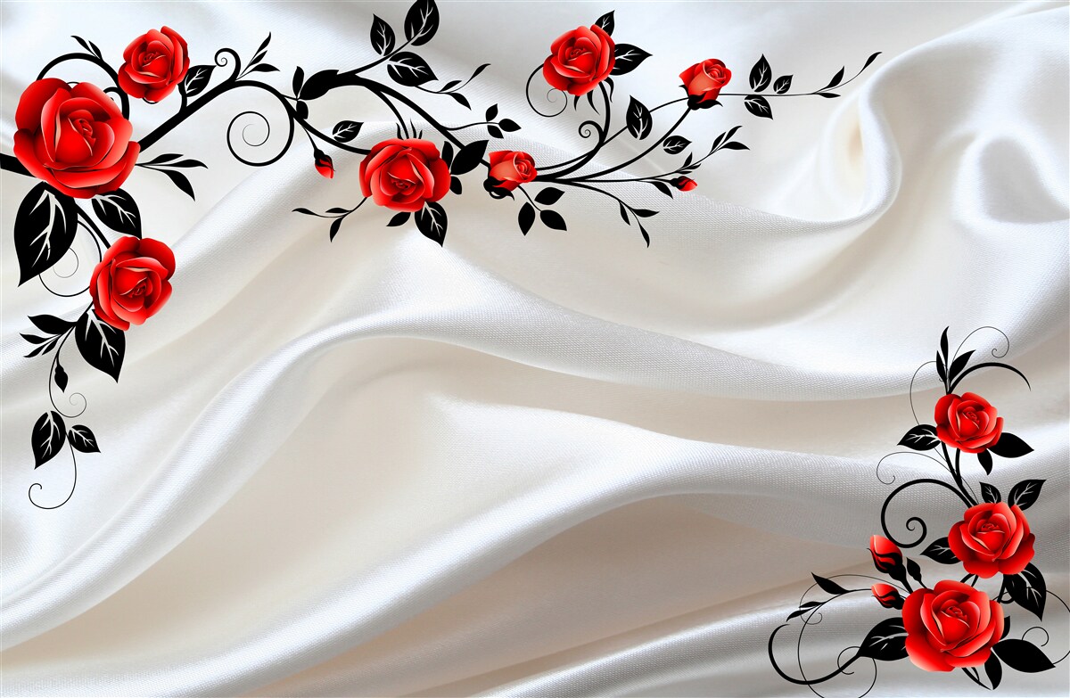 Carta da parati il raso è decorato con rose