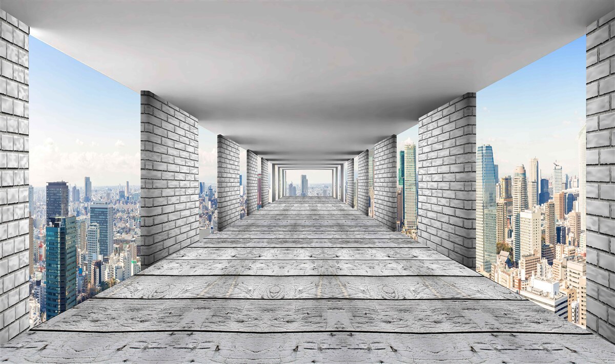 Carta da parati metropolitana che apre il panorama della città