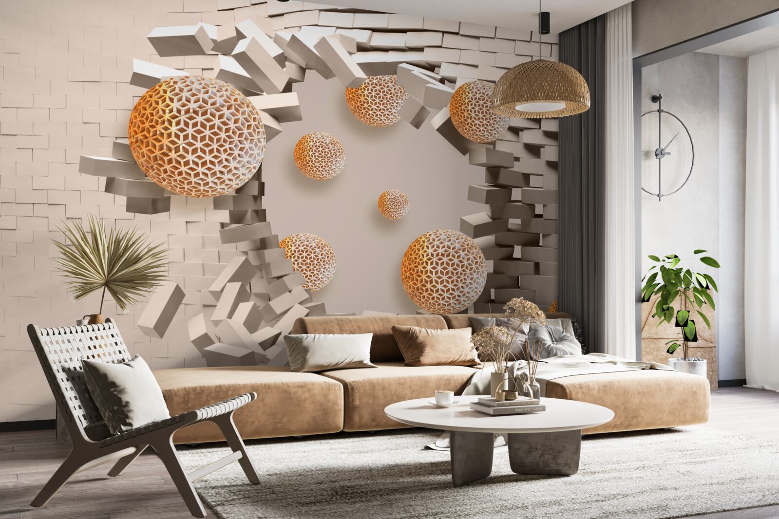 Carta da parati Palline e divisori 3d