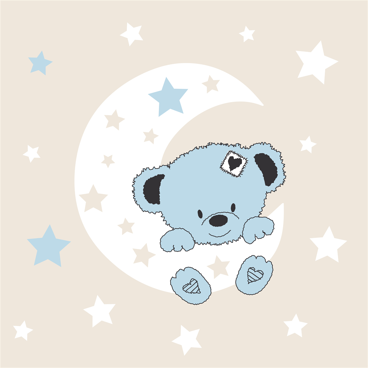 Carta da parati il piccolo orso si aggrappa alla luna