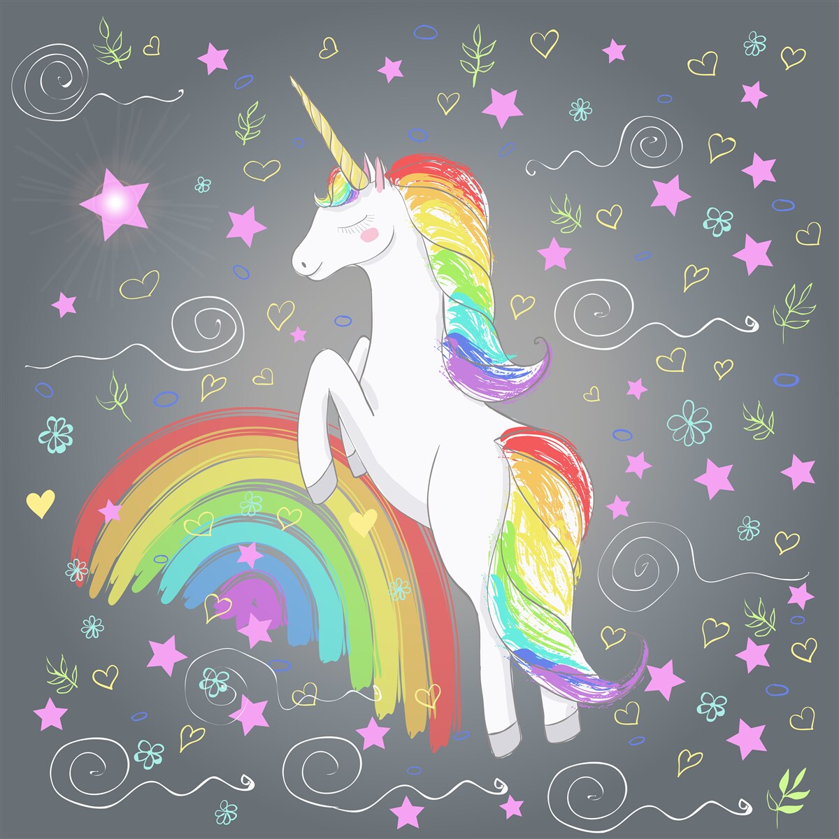 Carta da parati unicorno arcobaleno