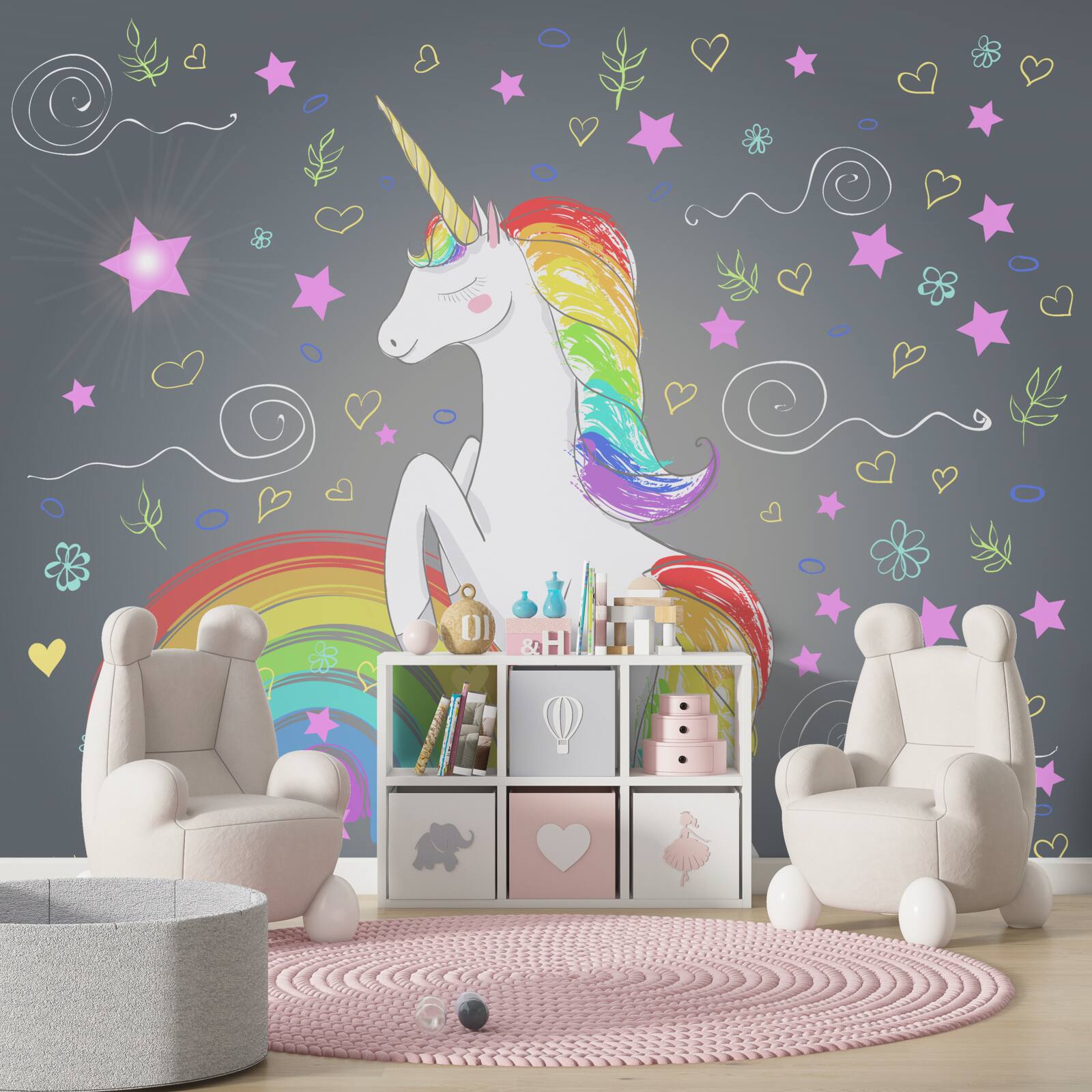 Carta da parati unicorno arcobaleno