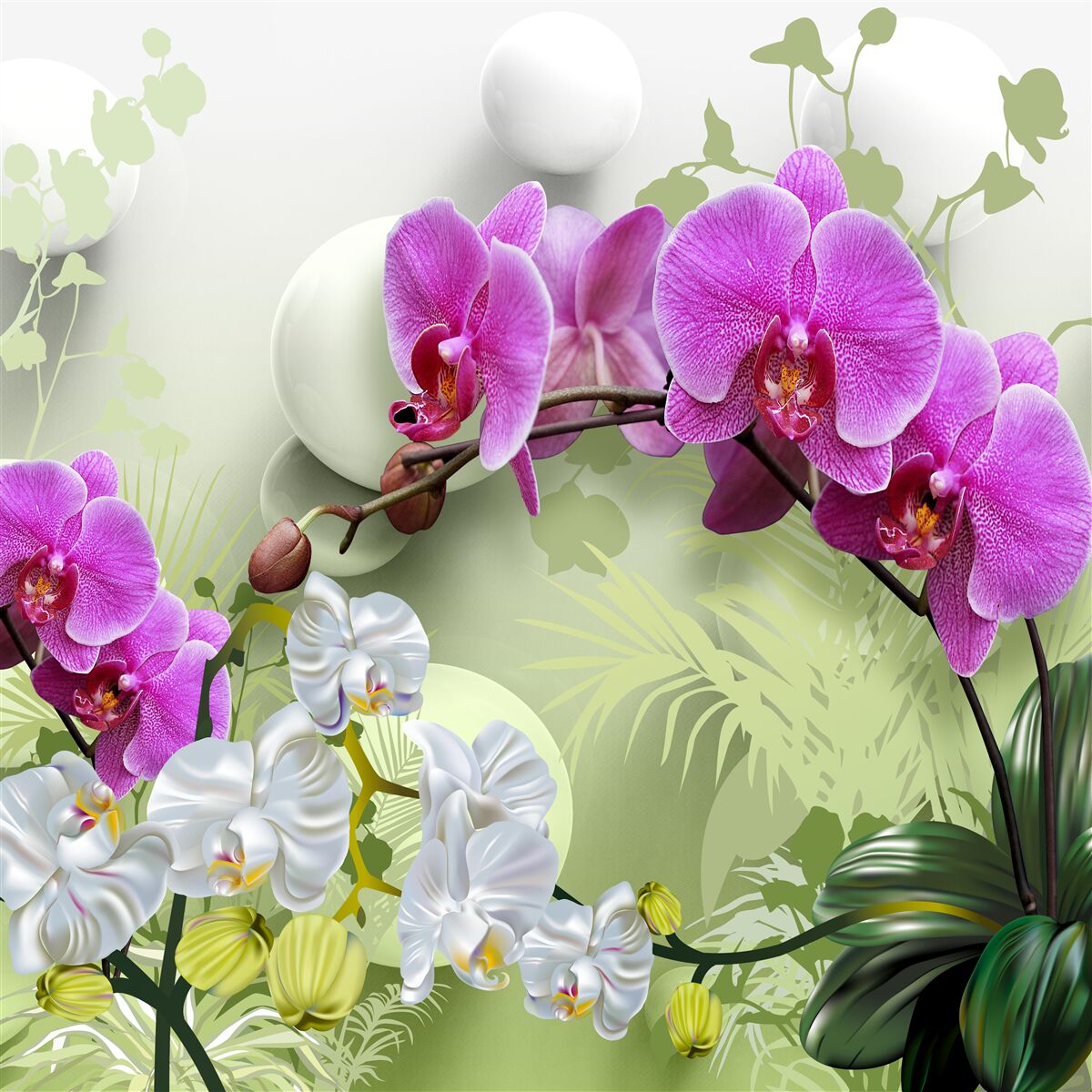 Carta da parati orchidea viola sui rami