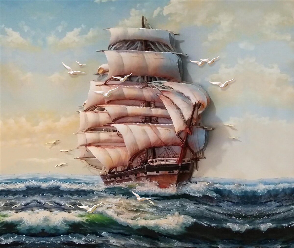 Carta da parati nave con vele durante una tempesta