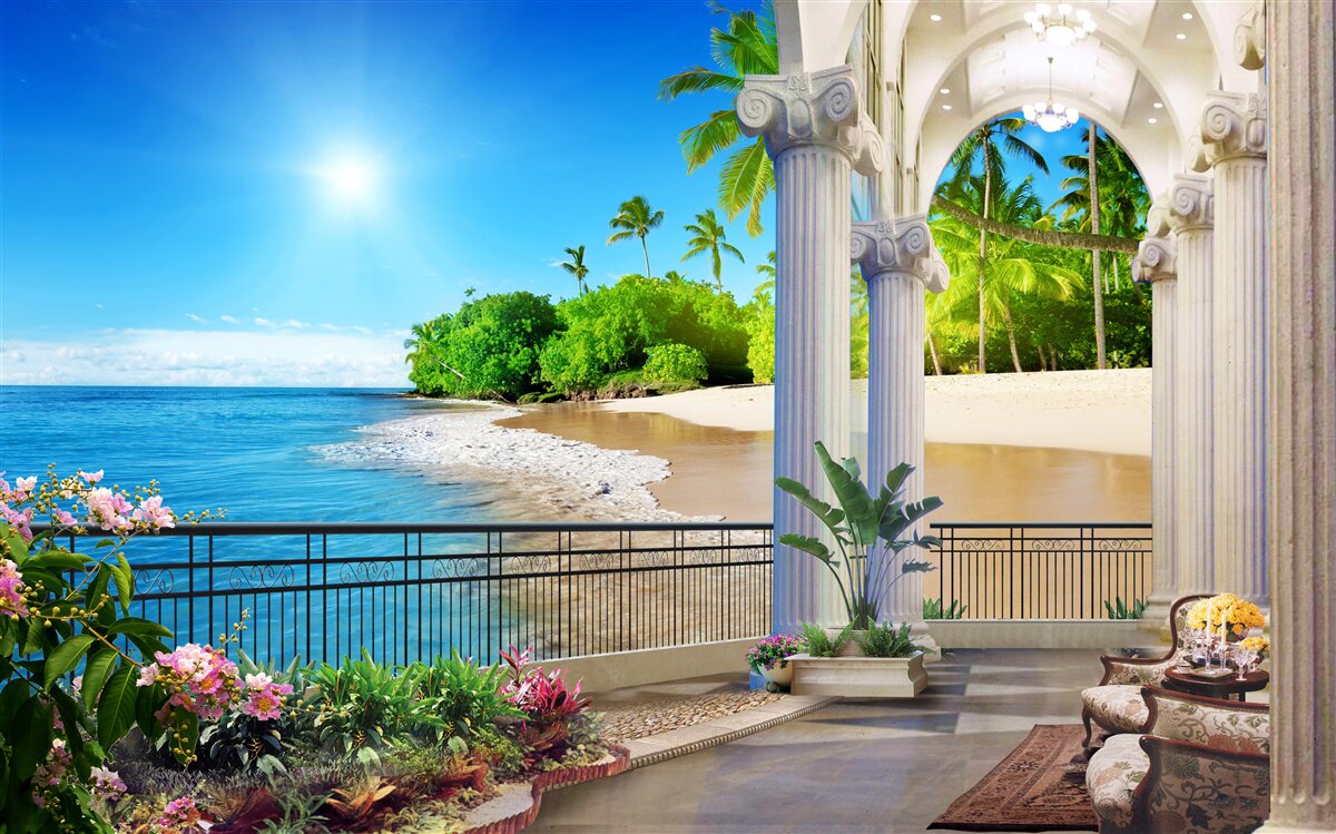 Carta da parati una luminosa giornata di sole su una costa tropicale