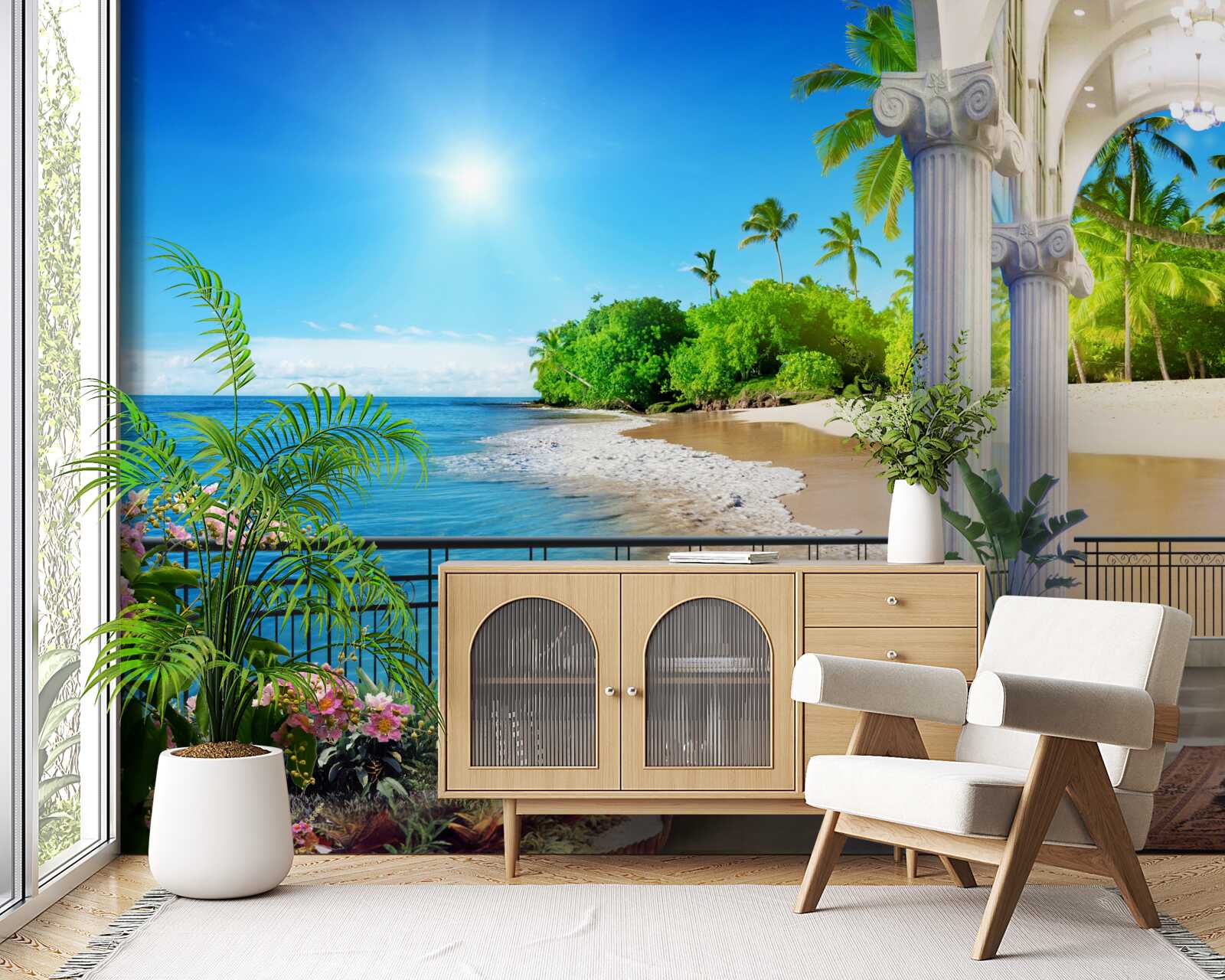 Carta da parati una luminosa giornata di sole su una costa tropicale
