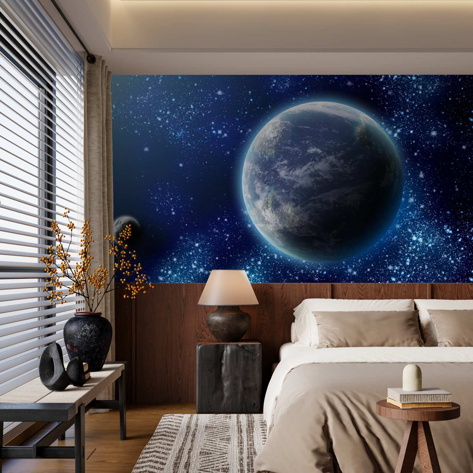 Fototapeta planeta ziemia i jej przestrzeń prawie świetlna