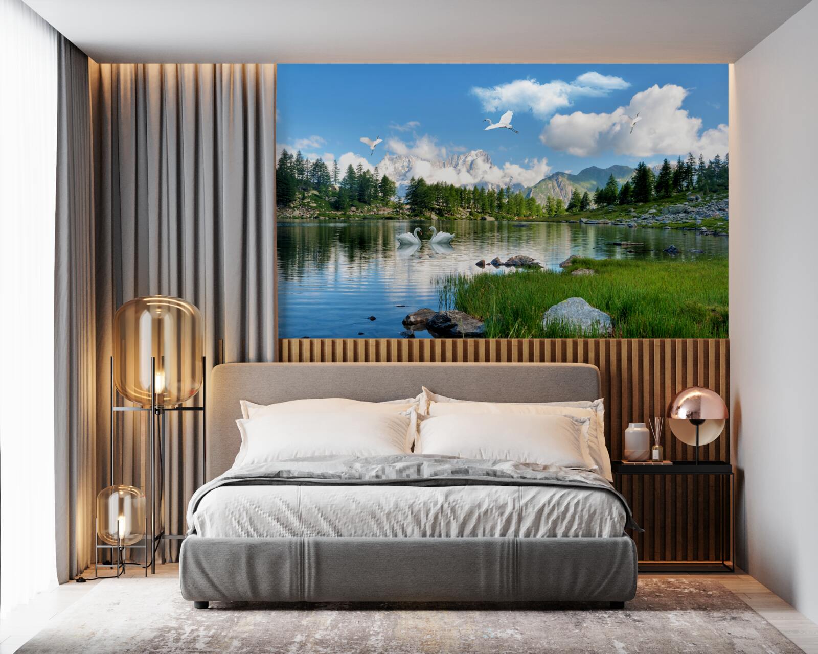Fototapeta letni dzień spokojne jeziora w górach