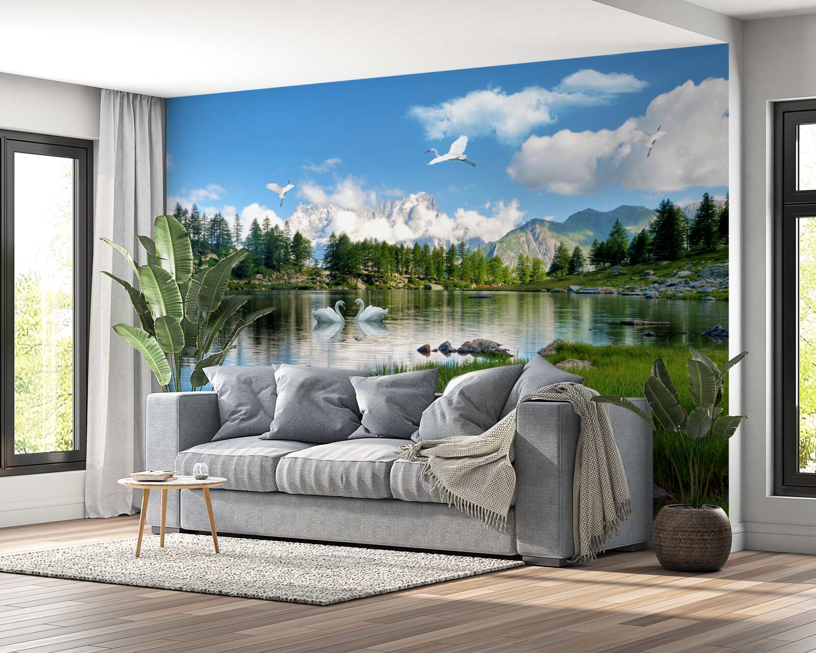 Fototapeta letni dzień spokojne jeziora w górach