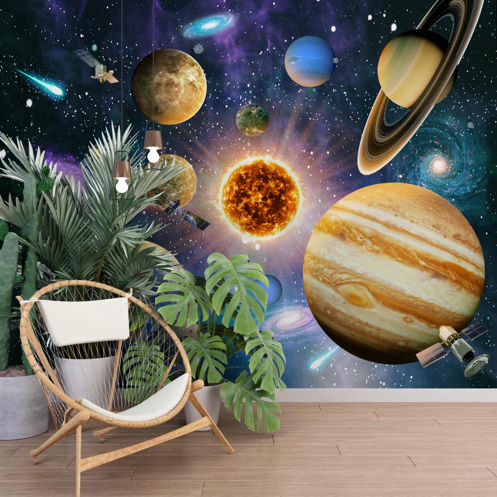 Fototapeta planety pomalowane w różnych jasnych kolorach