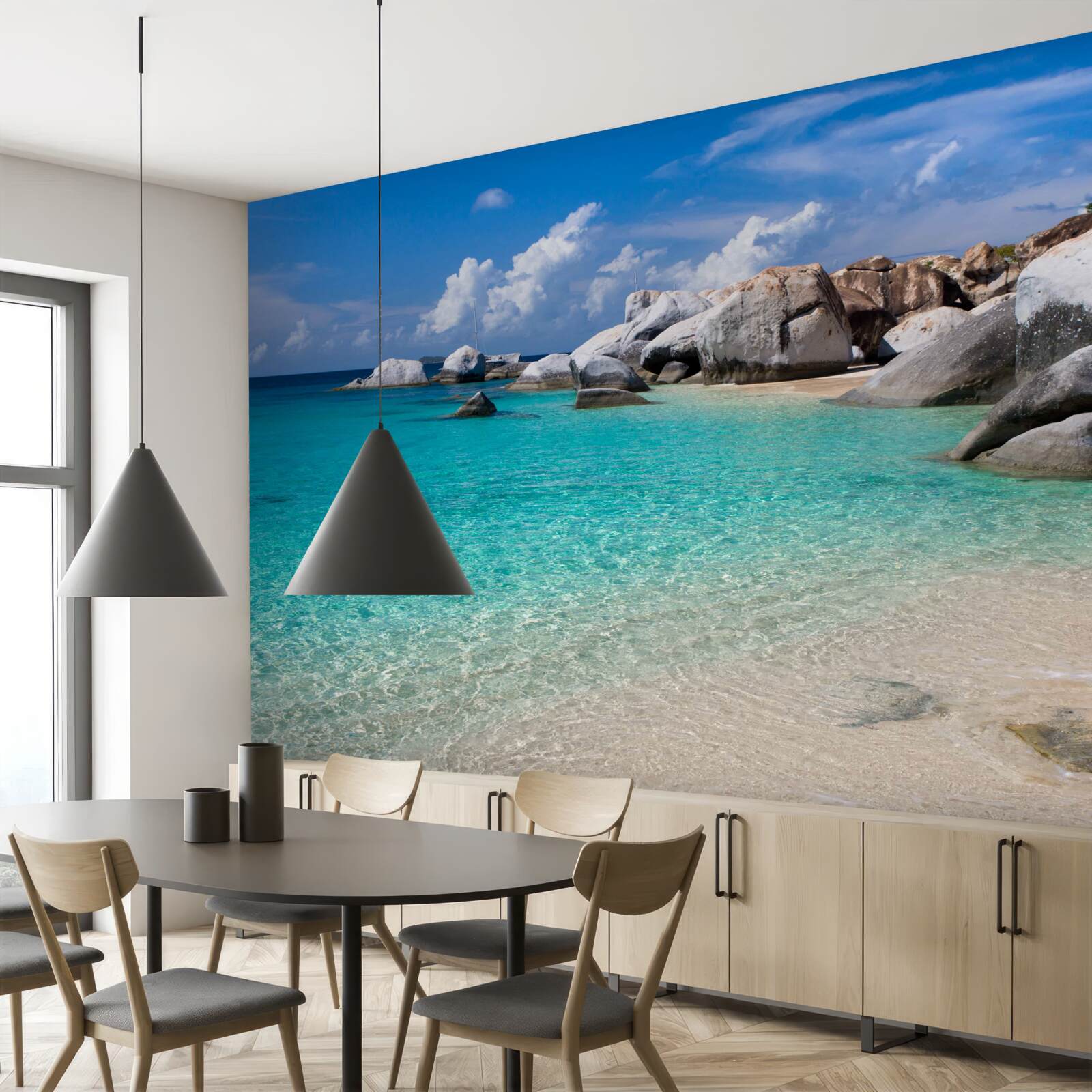 Fototapeta lazurowe wody oceanu i piaszczysty brzeg