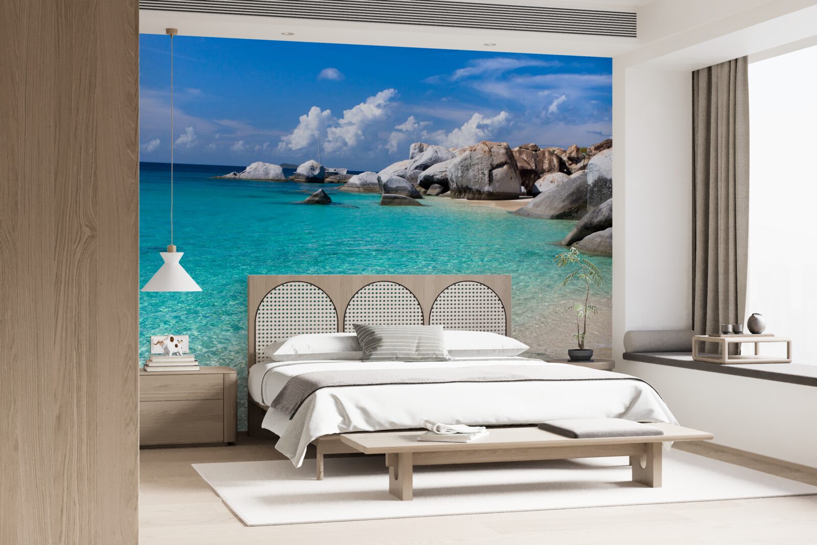 Fototapeta lazurowe wody oceanu i piaszczysty brzeg