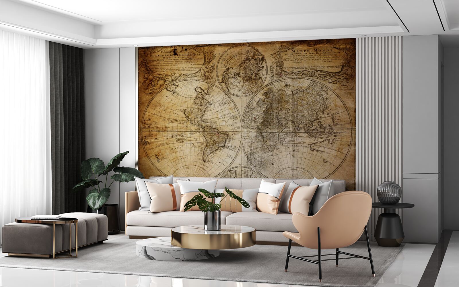 Fototapeta starożytna mapa z kontynentami i wyspami