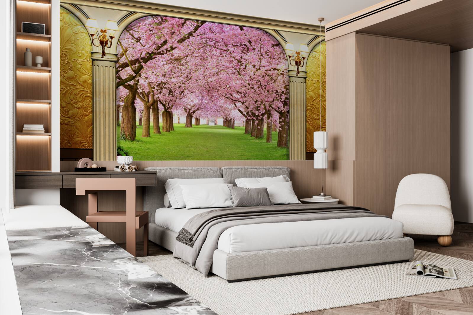 Fototapeta sklepienie prowadzące do alei sakura