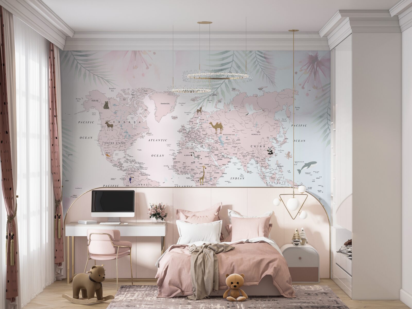 Carta da parati mappa del mondo su sfondo chiaro