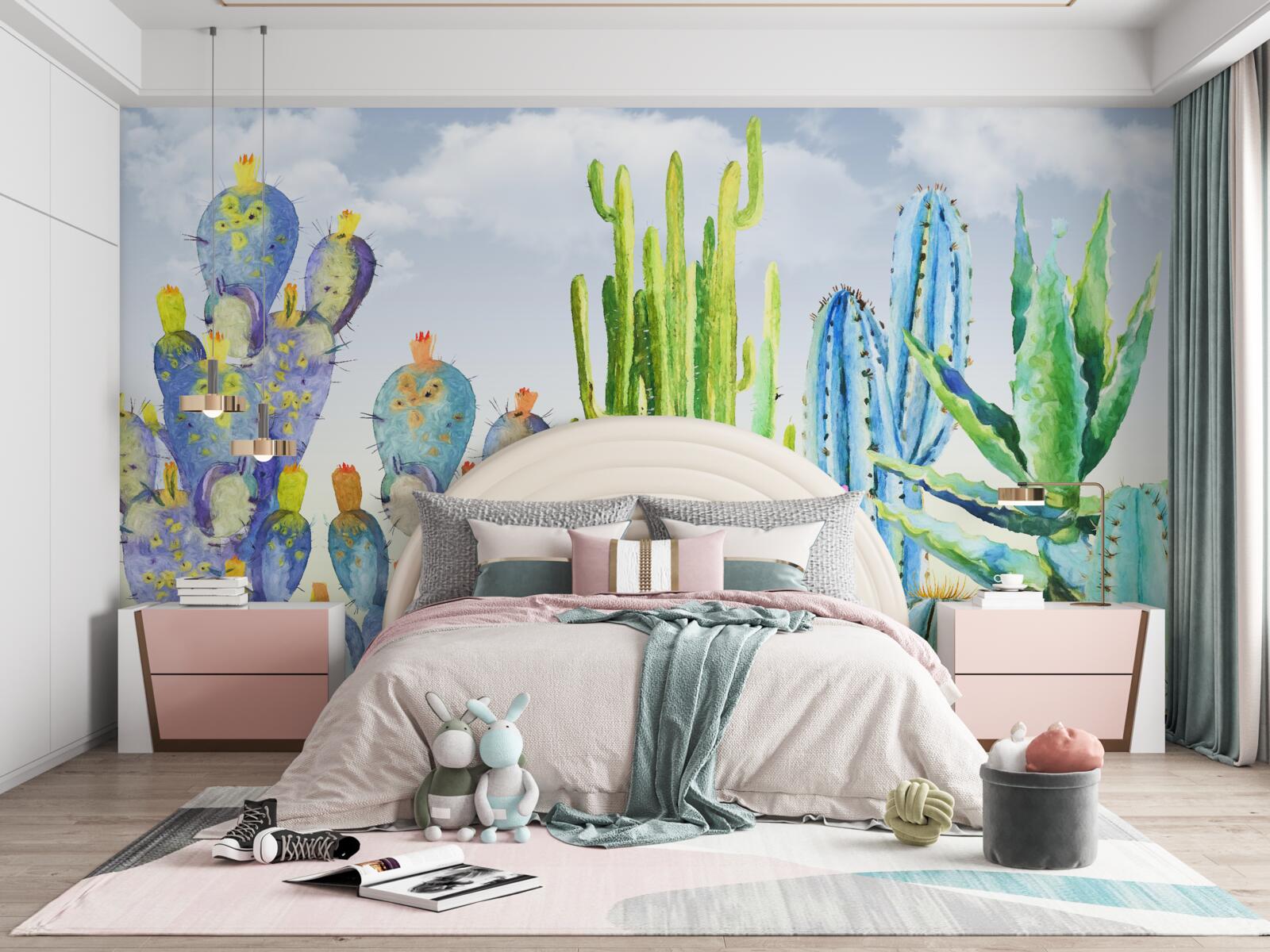 Carta da parati grandi cactus di diversi colori