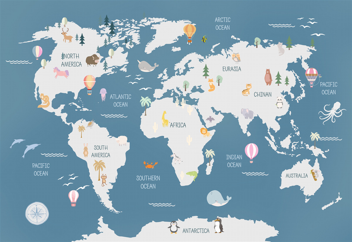 Carta da parati una mappa del mondo in stile minimalista