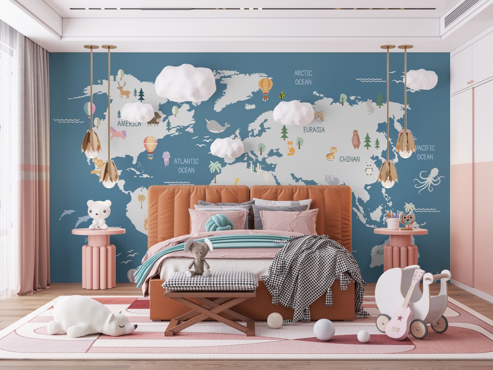 Carta da parati una mappa del mondo in stile minimalista
